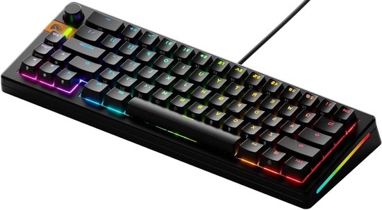 Glorious Gaming GMMK 3 Rapid Trigger Keyboard, hall effect, 8K polling rate, MX-mechanische & -magnetische switches, hotswappable 65%, pakkingsysteem, doubleshot PBT-keycaps, Amerikaanse QWERTY, Zwart