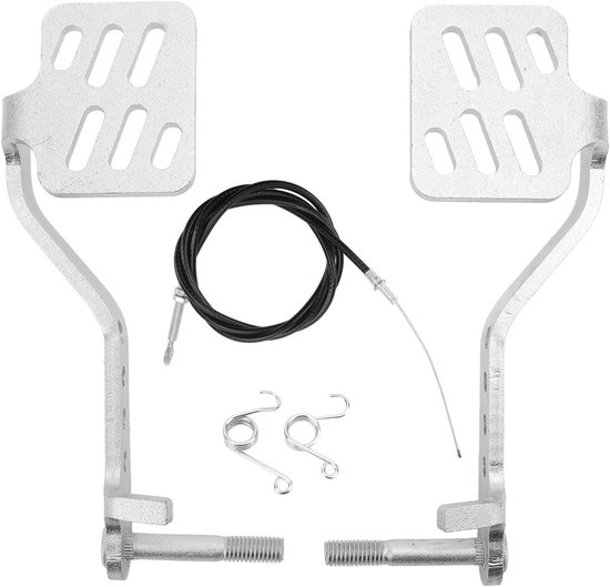 Go Kart Pedalen - Rem en Gaspedaal - Kart Onderhoud - Roestbestendig Staal - 71 inch Kabel - Zilver