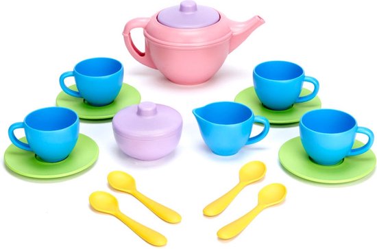 Green Toys - Theeservies Met Roze Theepot van Green Toys