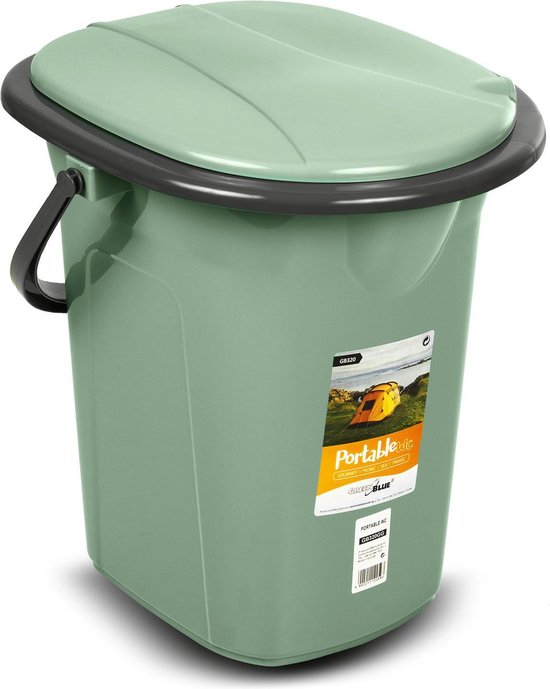 GreenBlue - Draagbare toeristische toilet WC emmer 19L - camping toilet - toiletemmer - Groen/ Grijs - Hoogte: 38 cm van GreenBlue