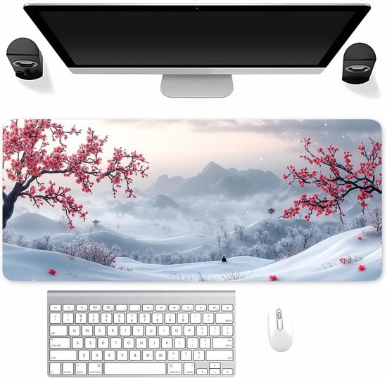 Groot Ovaal Gaming Mouspad - 600x400mm - Anti-Slip Rubberen Onderlaag - Geëmailleerde Randen - Schoonmaakbaar - Foldable - voor Office en Home van Merkloos