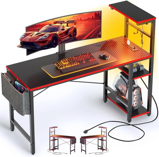 Grote Gaming Desk (112 cm) met LED Verlichting en Stopcontacten van Trust GXT 1175 Ryon