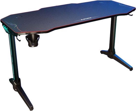 Grote Gaming Desk 140 cm met RGB LED Verlichting - PC Tafel voor 2-3 Monitoren van Merkloos