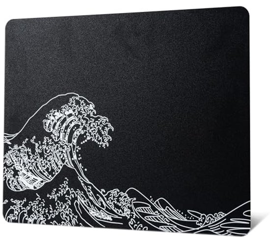 Grote Gaming Mouse Pad van Tempr glas - Zwart Kanagawa - Verbeterde Precisie en Snelheid van Merkloos