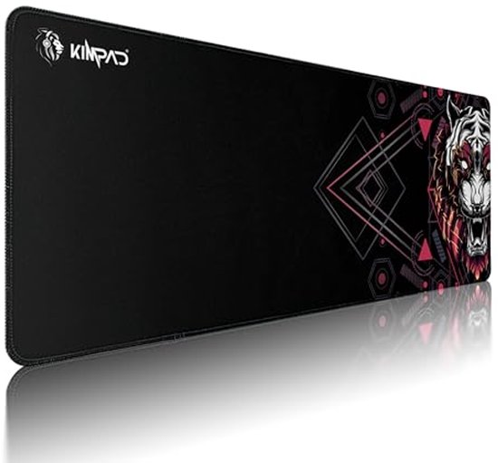 Grote Gaming Mouse Pad XL - Tiger Wit/Rood, 80 x 30 x 3 mm, Natuurlijk Rubber, Waterdicht, Sterke Randen, Precisie & Controle voor PC en Laptop van De Clouduro.