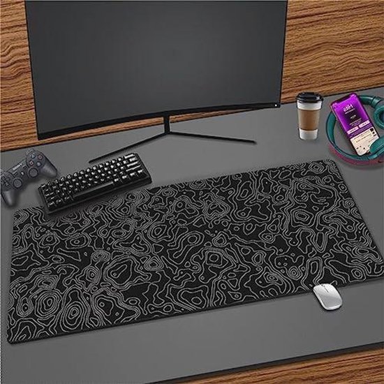 Grote Gaming Muismat - Gebogen, Zwart, 1000 x 500mm, Antislip, Speciale Oppervlak voor Verbeterde Precisie en Snelheid van Merkloos