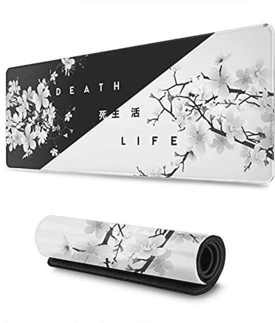 Grote Gaming Muismat met Japanse Kersenbloesem - Antislip en Gestikte Rand 70 x 30 cm