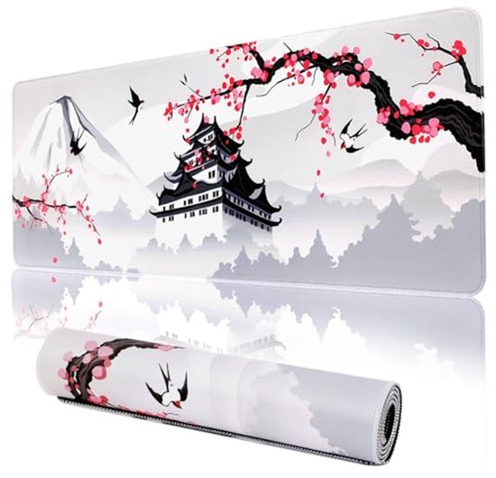 Grote Gaming Muismat met Japanse Kersenbloesem - Waterdicht en Antislip (31 x 11,8 inch) van Merkloos