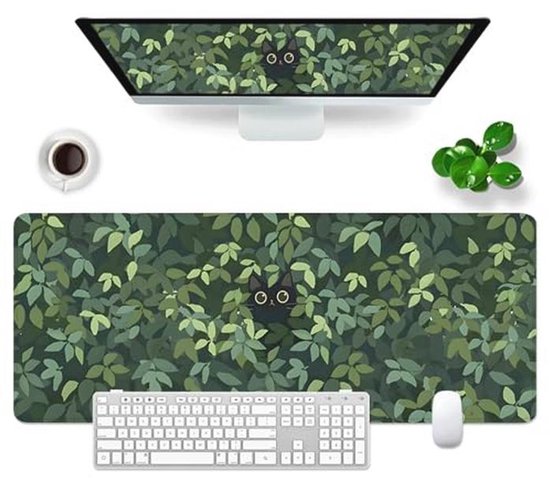Grote Gaming Muismat met Kat Motief - XL 800x300mm Bureauonderlegger voor Professionele Gamers van Merkloos