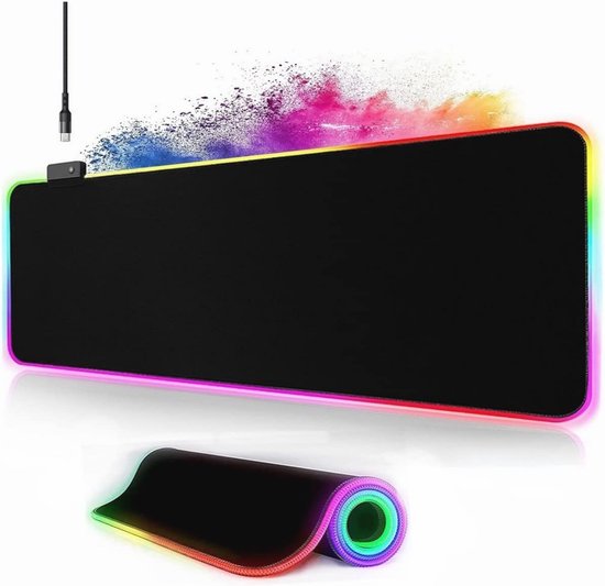 Grote gaming muismat XXL met RGB verlichting en waterdichte antislipbasis van Merkloos