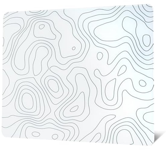 Grote glazen gaming muismat met topografisch ontwerp - 410 x 310 mm