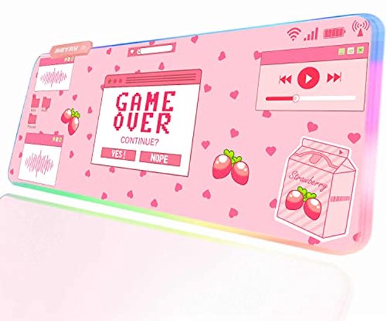 Grote Kawaii RGB Gaming Muismat met LED - Antislip Rubberen Ondergrond van Luxdamai