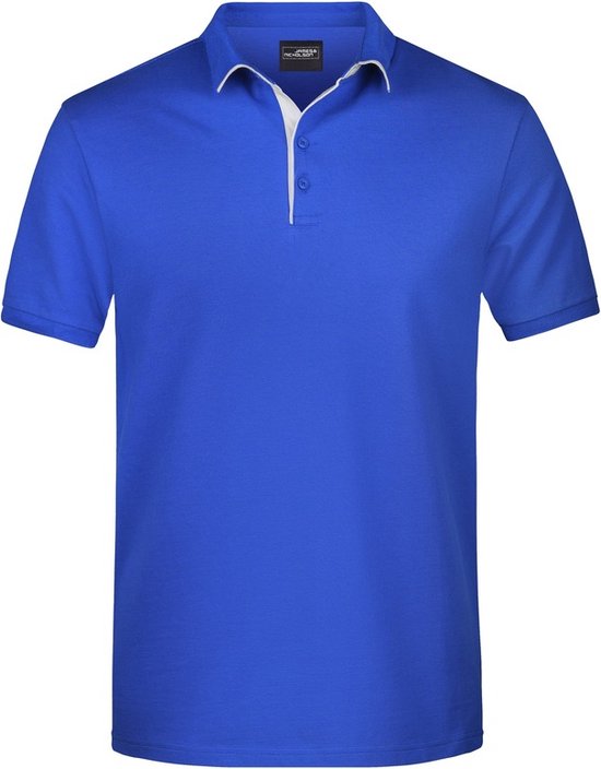 Grote maten polo shirt Golf Pro premium blauw/wit voor heren - Blauwe plus size herenkleding - Werk/zakelijke polo t-shirts 3XL van Golf Pro
