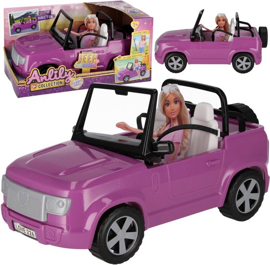 GROTE Paarse auto voor poppen, Cabriolet voor poppen, Speelgoedauto 38x19x19cm van Merkloos