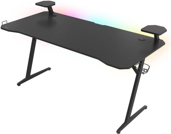 Grote RGB Gaming Bureau - 160x75 cm - Carbon Afwerking - Verstelbare Verlichting van Merkloos
