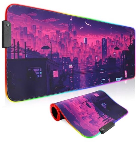 Grote RGB Gaming Muismat met 10 Verlichtingsmodi - 800 x 300 mm Waterdicht en Antislip van Merkloos