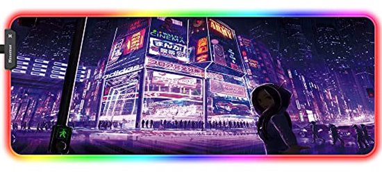 Grote RGB Gaming Muismat XXL met Antislip Basis en LED Verlichting - 800 x 300 mm van Havit