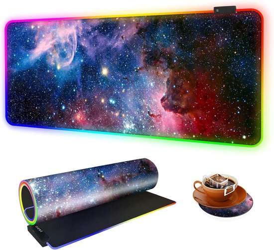 Grote RGB Muismat - Verlichte Mat - Gaming Bureau - 10 Verlichtingsmodi - 80x30 cm van Merkloos