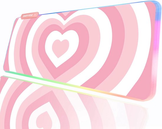 Grote Roze RGB Gaming Muismat met LED Verlichting - XL XXL Formaat - Niet-sliprubber van Merkloos