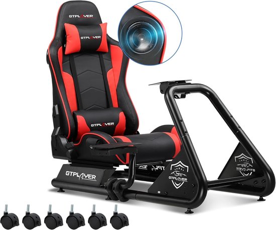 GTPLAYER - Simulator Cockpit - Met Luidsprekers en Stuurwiel Steun - Rood van Merkloos