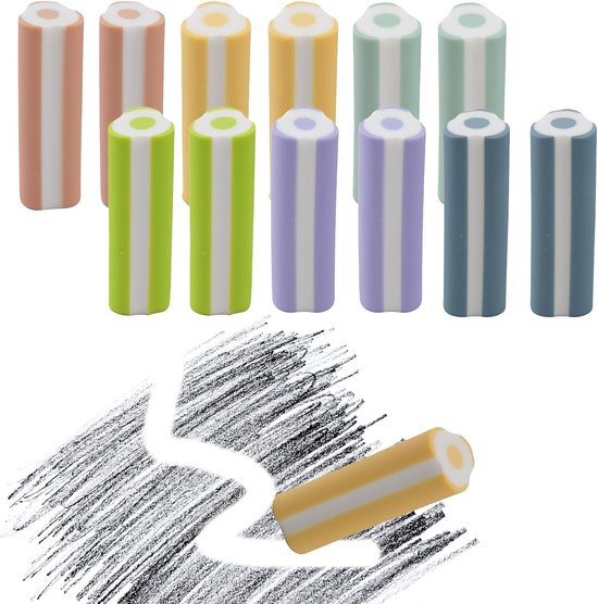 Gummen, driehoekige plastic gummetjes met ergonomische gum pen voor scholen, schetsen, kantoor en tekens