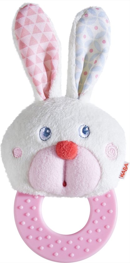 Haba Bijtfiguur Haas 16 Cm Junior Elastomeer Roze van HABA
