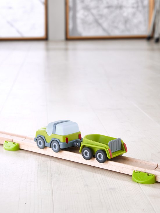 HABA Kullerbü Knikkerbaan - Terreinwagen met aanhanger van HABA
