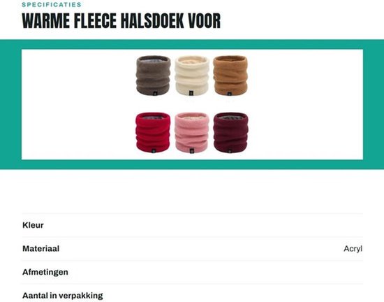 Halsdoek Warm - Gebreide Nekwarmer - Fleece Sjaal - Winddichte Sjaal - Outdoor - 25 x 21 cm - Unisex
