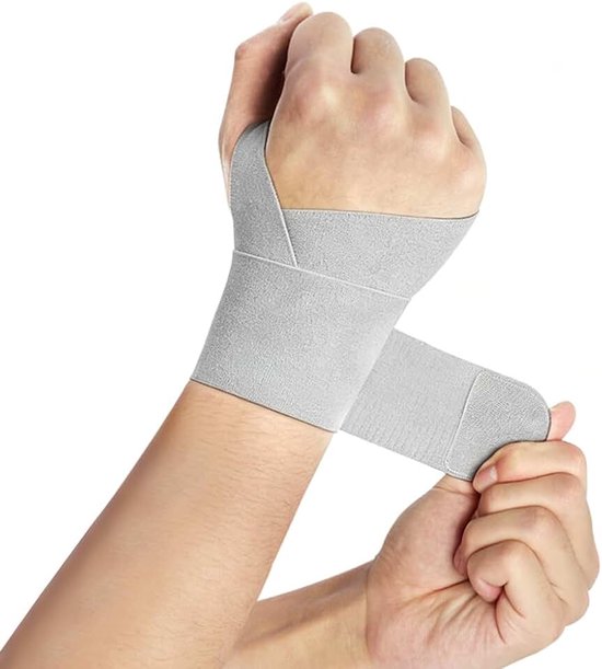 Handbandage voor de pols Gym, Polsbandage rechts en links, ademende handbandage voor de pols, zwarte polsband voor sport, gym, kantoorwerk en nacht (grijs, 1 stuk)