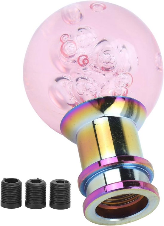 Handmatige Versnellingspook Knop Roze Kristallen Bubble met Schroefdraadadapters