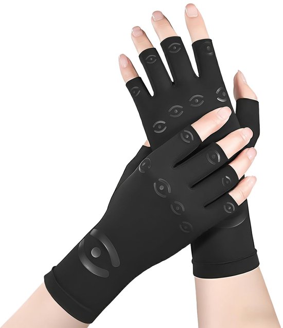 handschoenen, 1 paar vingerloze artrose compressiehandschoenen voor dames en heren, ademende compressiehandschoen voor de hand ter verlichting van tendinitis, carpaal tunnel en gewrichtspijn