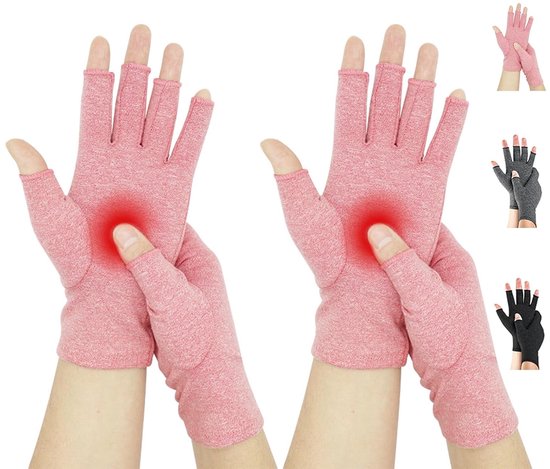 Handschoenen 2 paar vingerloze compressiehandschoenen voor vrouwen en mannen Handondersteuning Ziekte van Raynaud Verlichting Ademend Autorijden Keukenwerk Dagelijks