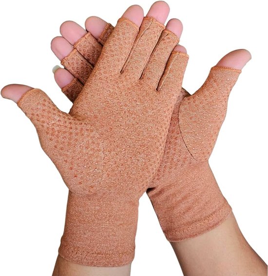 Handschoenen voor Reuma, Artrose, CTS, Peesontsteking en Artritis, Bruin (L)