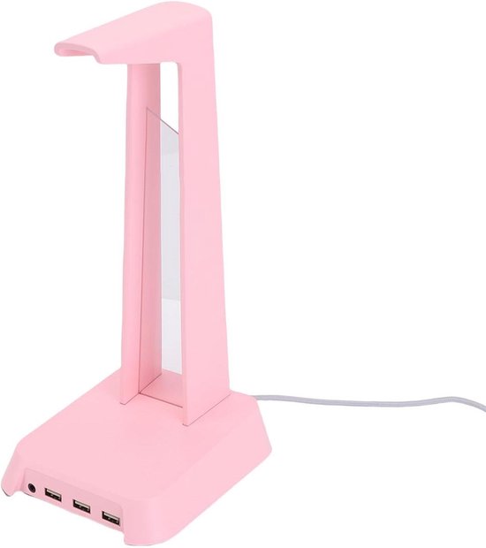Headset standaard - Koptelefoonhouder - Gaming setup - Geïntegreerde geluidskaart - 30 x 21 x 7 cm - Roze van Merkloos