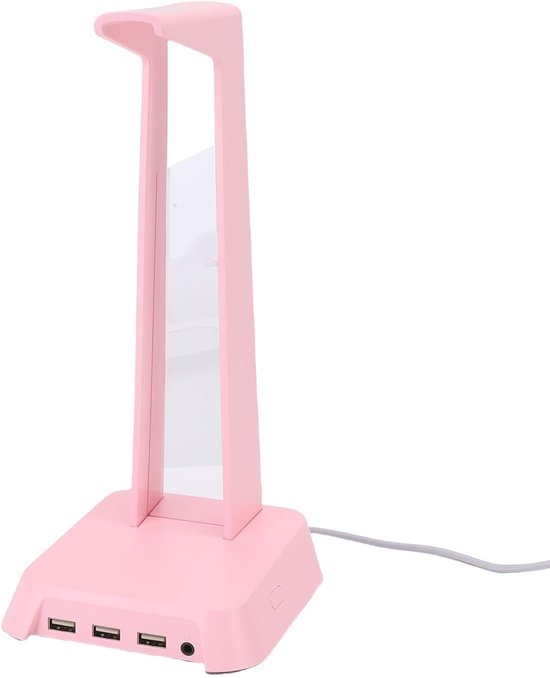 Headsetstandaard Bureau - Hoofdtelefoonhouder - Gaming Setup - RGB Verlichting USB - Gewogen Basis - Roze
