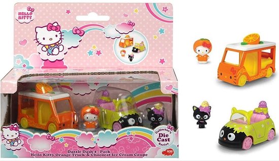 Hello Kitty speelset 2-pack Orange Truck & Chococat Ice Cream Coupe 15 x 18 cm van Hello Kitty