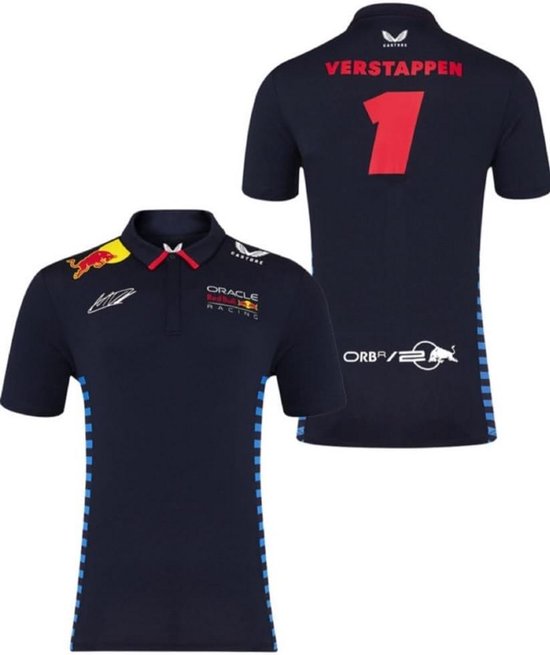 Heren Poloshirt Korte Mouw Blauw - Team Sport Kleding Verstappen Fans van Merkloos