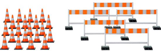 Herpa 052566 Pylonen 20 st. En afsluitsloten 5 st Kant-en-klaar model van Merkloos