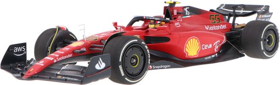 Het 1:18 Diecast-model van de Ferrari F1-75 #55 van de Australische GP van 2022. De rijder was Carlos Sainz jr De fabrikant van het schaalmodel is BBR Models. Dit model is alleen online beschikbaar van BBR Models