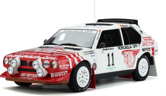Het 1:18 Diecast-model van de Lancia Delta S4 Team Roncaglia #11 van de Olympus Rally van 1986. De rijders waren P. Alessandrini en A. Alessandrini. De fabrikant van het schaalmodel is Otto Mobile. Dit model is alleen online beschik van Otto Mobile