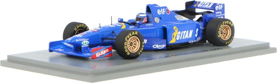 Het 1:43 Diecast-model van de Ligier JS41 #26 van de GP van Spanje van 1995. De bestuurder was Olivier Panis. De fabrikant van het schaalmodel is Spark.Dit model is alleen online beschikbaar. van Spark