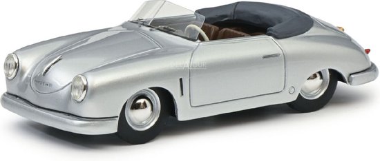 Het 1:43 Diecast model van de Porsche 356 Gmund Cabriolet van 1950 in Silver. De fabrikant van het schaalmodel is Schuco.Dit model is alleen online beschikbaar. van Schuco