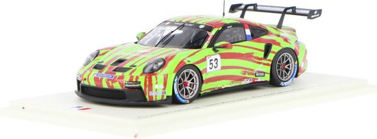 Het 1:43 Diecast-model van de Porsche 991 GT3 #53 van de Carrera Cup Frankrijk van 2021. De rijder was A. Mathieu. De fabrikant van het schaalmodel is Spark. Dit model is alleen online verkrijgbaar van Spark