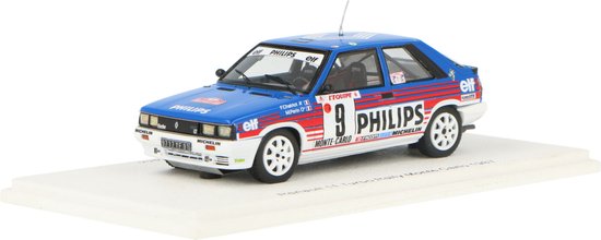 Het 1:43 Diecast-model van de Renault R11 Turbo #9 van de MonteCarlo Rally van 1987. De rijders waren F. Chatriot en M. Perin. De fabrikant van het schaalmodel is Spark Models.Dit model is alleen online beschikbaar. van Spark Models