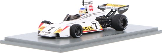 Het 1:43 gegoten model van de Brabham BT44 #7 van de Belgische GP van 1974. De rijder was C. Reutemann. De fabrikant van het schaalmodel is Spark. Dit model is alleen online verkrijgbaar van Spark