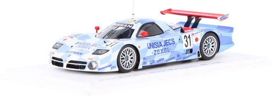 Het 1:43 gegoten model van de Nissan R390 GT1 3.5L Turbo Team Nissan Motorsport #31 van de 24H LeMans van 1998. De rijders waren A. Monteemini / E. Comas en J. Lammers. De fabrikant van het schaalmodel is Spark. Dit model is alleen van Spark