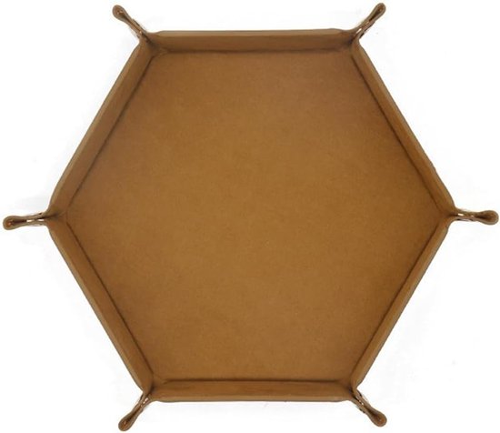 Hexagonale Dobbelstenen Platter van PU Leer in Bruin voor Dungeons & Dragons en Bordspellen, Perfect voor Spelers en Gamers