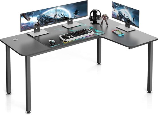 Hoekbureau - L-bureau bureau - Thuiswerken studeren - Ruime werkplek - 155x110 cm - Zwart