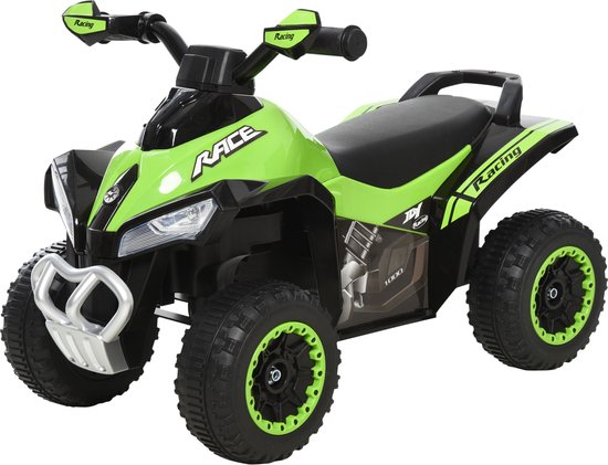 HOMCOM - Kinderauto - met lichtfunctie - Katoenen zitoppervlak - Groen van HOMCOM