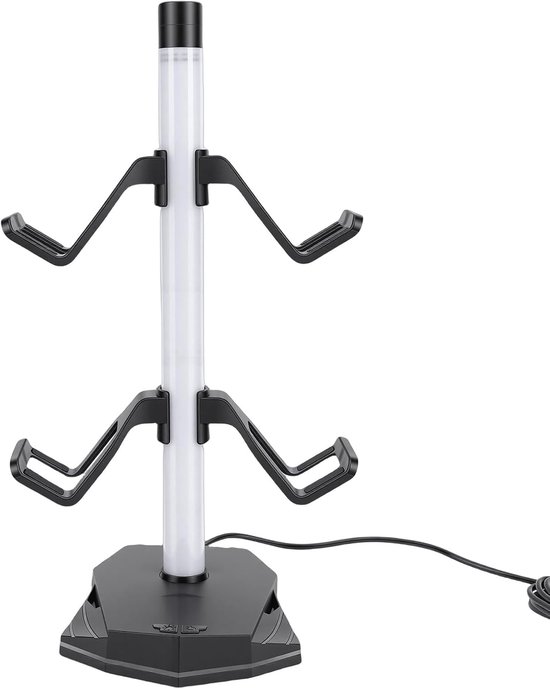 Hoofdtelefoon Controller Standaard - Gaming Accessoire Houder - Gaming Setup Organiseren - Met RGB Licht - 4 Controller Racks - Zwart